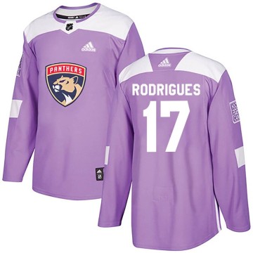 Authentic Adidas Men's Evan Rodrigues Florida Panthers Fights Cancer Practice Jersey - Purple