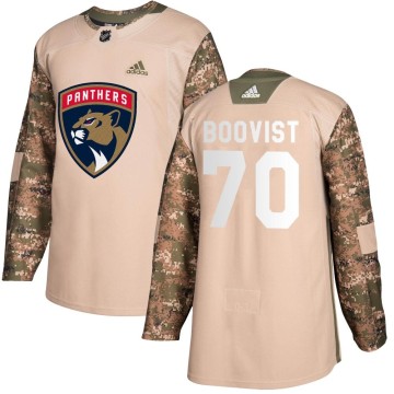 Authentic Adidas Men's Jesper Boqvist Florida Panthers Veterans Day Practice Jersey - Camo