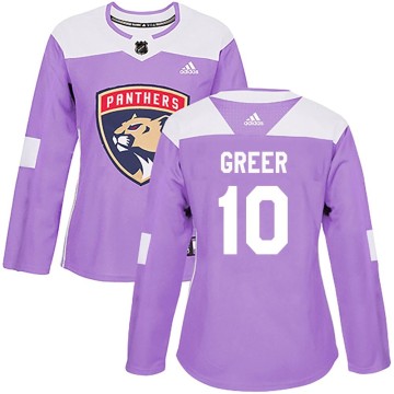 Authentic Adidas Women's A.J. Greer Florida Panthers Fights Cancer Practice Jersey - Purple