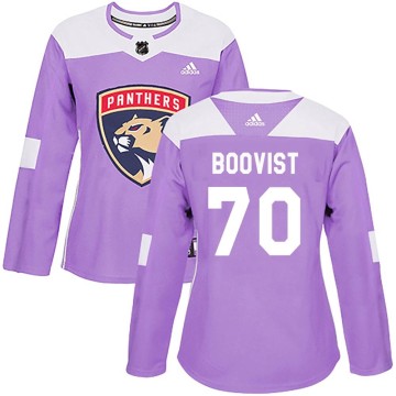 Authentic Adidas Women's Jesper Boqvist Florida Panthers Fights Cancer Practice Jersey - Purple