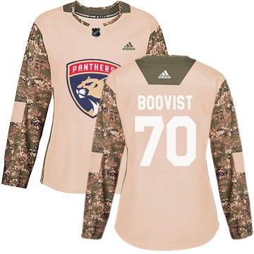 Authentic Adidas Women's Jesper Boqvist Florida Panthers Veterans Day Practice Jersey - Camo