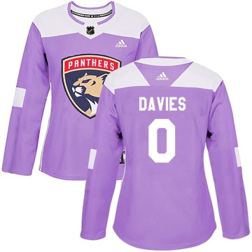 Authentic Adidas Women's Josh Davies Florida Panthers Fights Cancer Practice Jersey - Purple