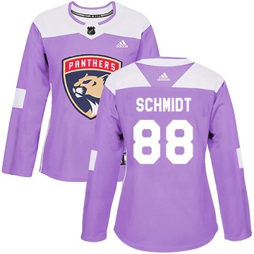 Authentic Adidas Women's Nate Schmidt Florida Panthers Fights Cancer Practice Jersey - Purple