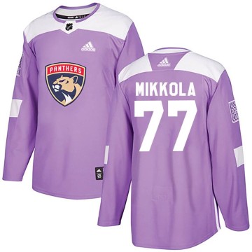 Authentic Adidas Youth Niko Mikkola Florida Panthers Fights Cancer Practice Jersey - Purple